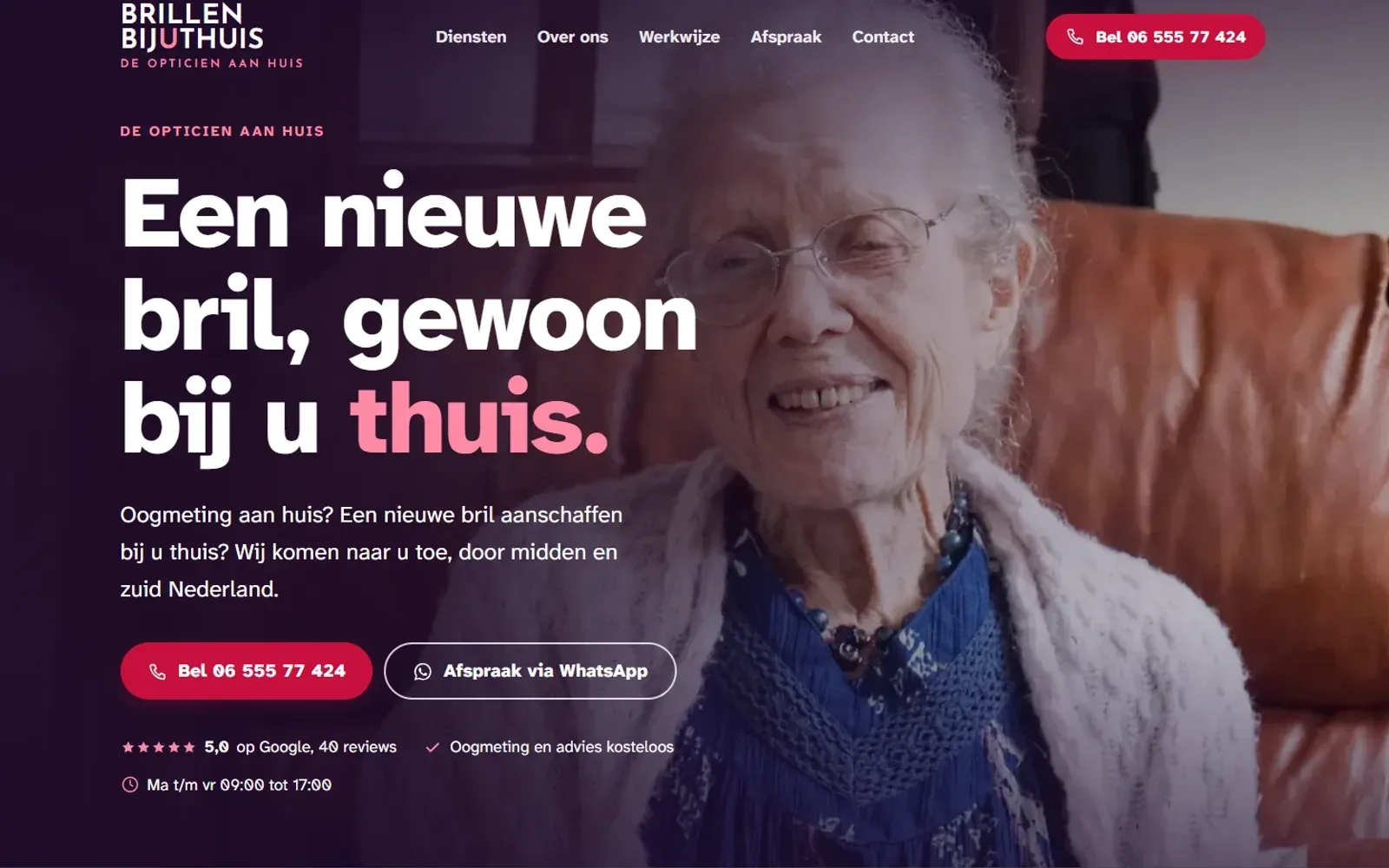 De nieuwe website van Brillen bij u thuis, de opticien aan huis.