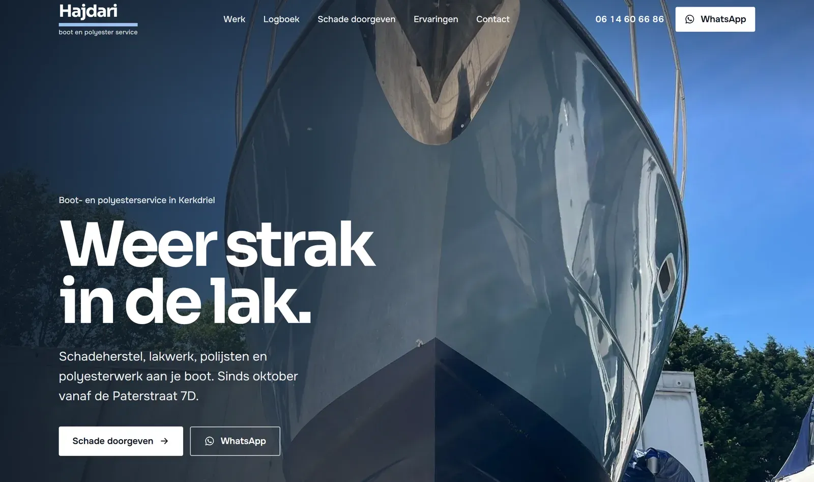 De nieuwe website van Hajdari Boot en Polyester Service in Kerkdriel.