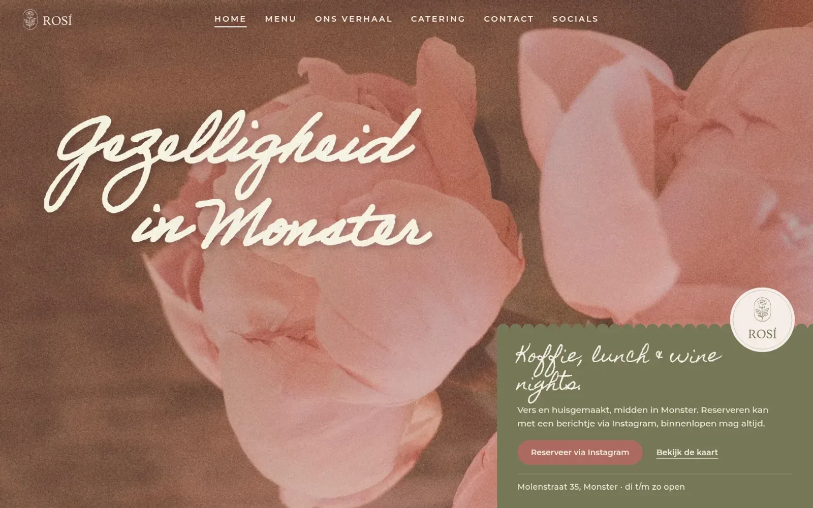 De nieuwe website van Lunchroom Rosí in Monster.