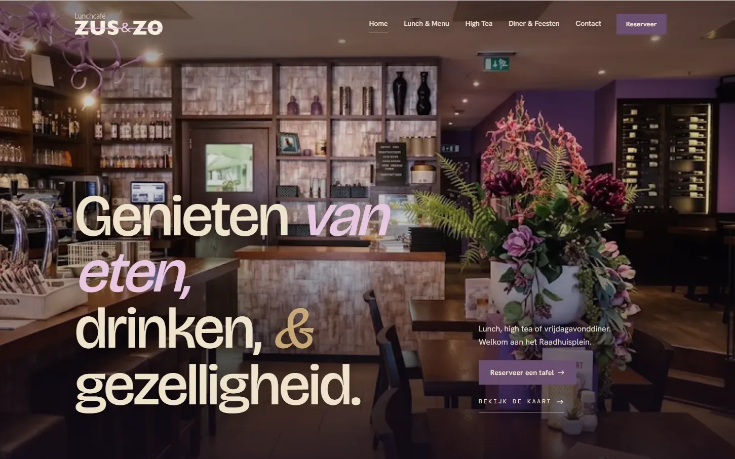 De nieuwe website van Lunchcafé Zus & Zo in Etten-Leur.